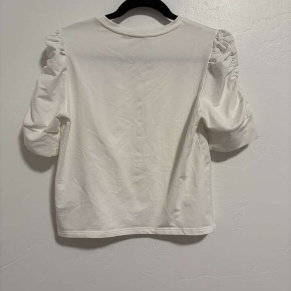 Walter Baker Ruffle Puff Sleeve Skippy White Top shirt women's size Medium $30 - Picture 2 of 3